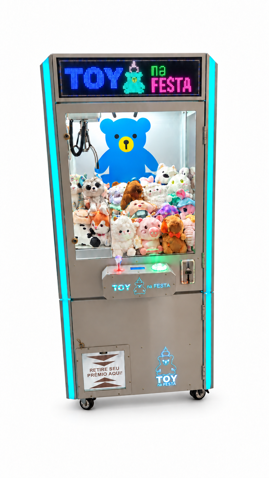 Máquina de pelúcia e grua da Toy na Festa disponível para aluguel em Brasília